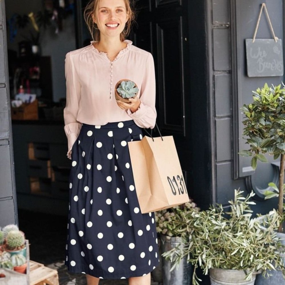 NWOT Boden Polka Dot Lola Pleated Skirt